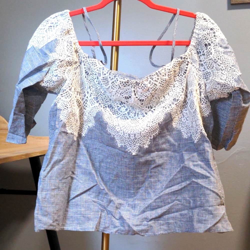 Zara Blouse Off the Shoulder with Lace Detail